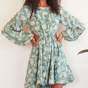 Lulus Floral Long Sleeve Cutout Dress